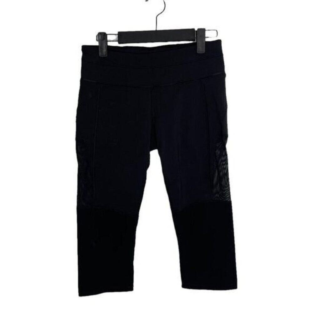 Lululemon Womens Leggings Size 6 Black Mesh Capri Workout Activewear Pull On